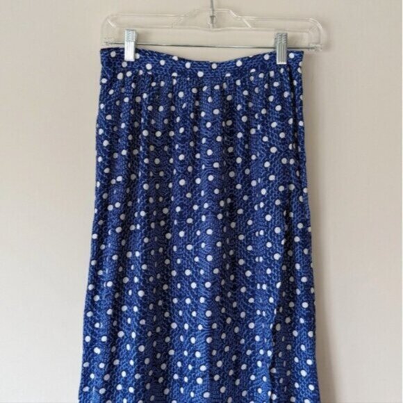Dynamite blue and white polka dot maxi skirt with wrap slit - Picture 4 of 7